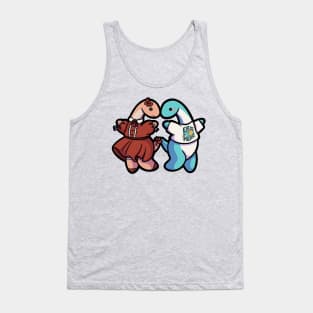 hugadino cute dinosaur couple longneck Tank Top